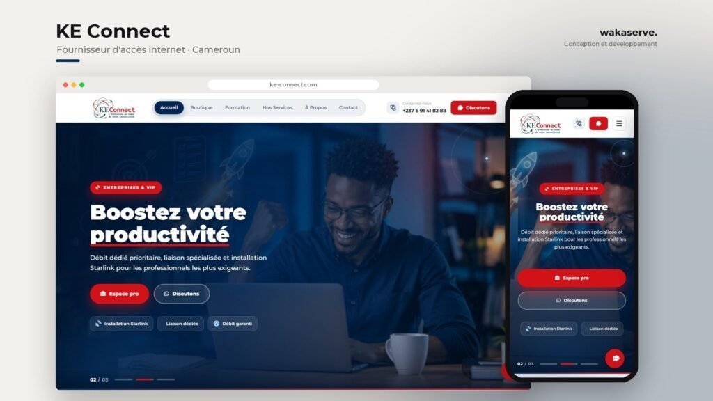 Site de KE-Connect réalisé par Wakaserve