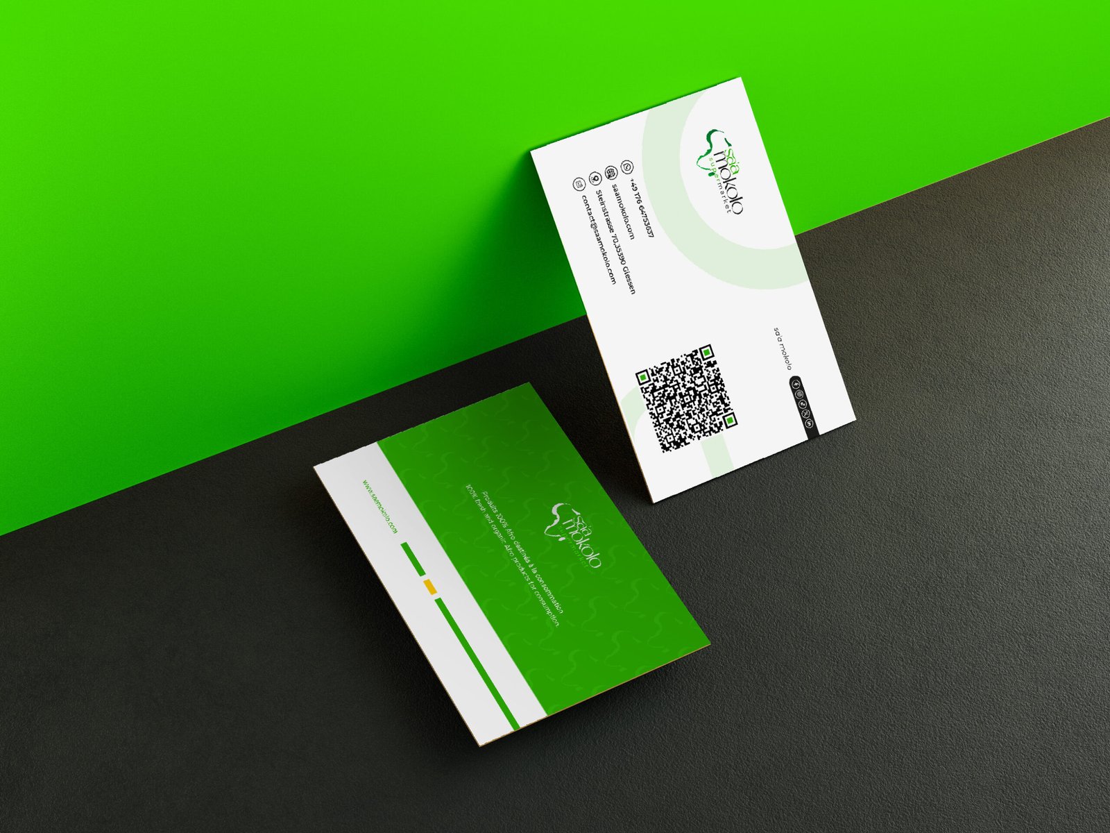 Conception et impression des cartes de visite de Saamokolo Supermarket