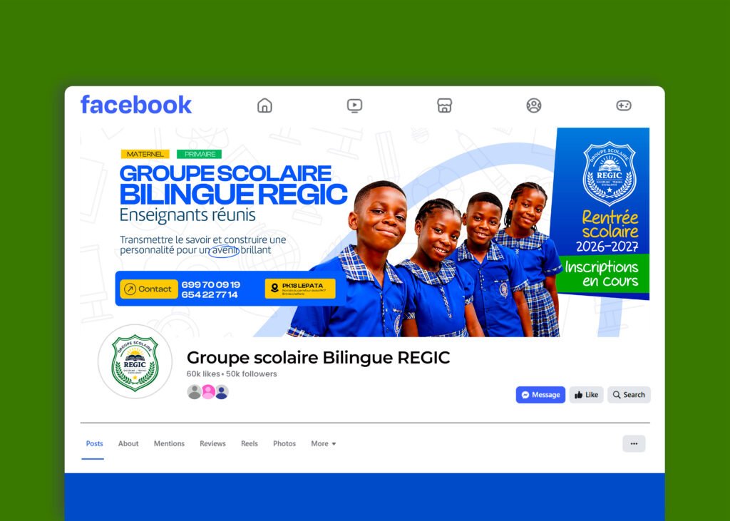 Conception d&rsquo;une page de couverture facebook pour un groupe scolaire