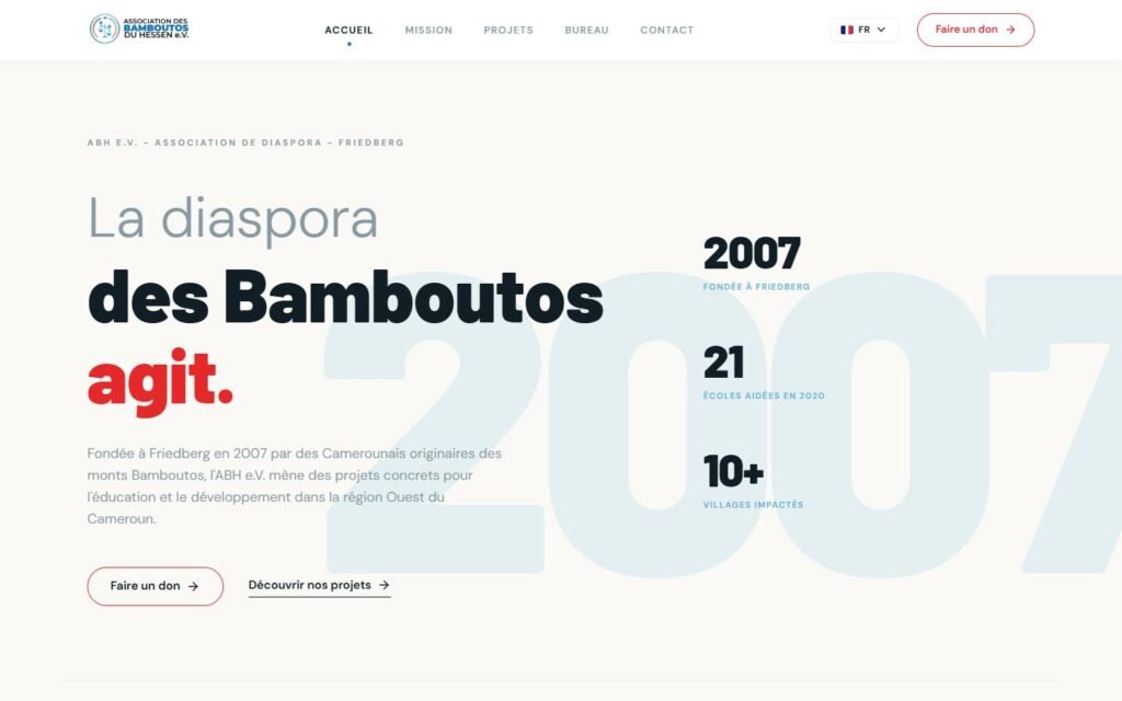 Site ABH e.V. (Association des Bamboutos du Hessen), version ordinateur (réalisation Wakaserve)