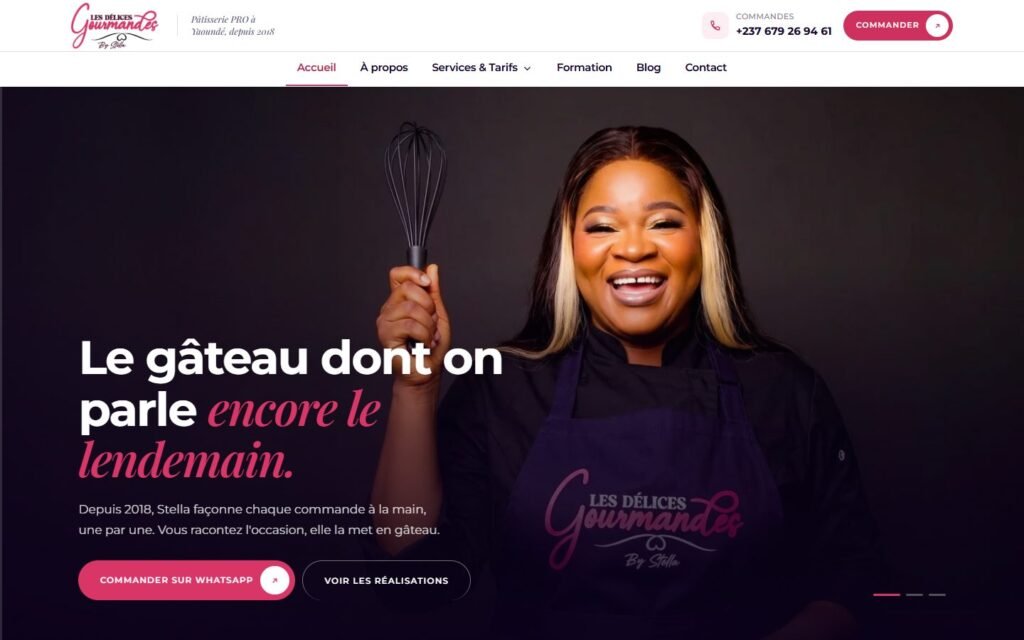 Site Les Délices Gourmandes, version ordinateur (réalisation Wakaserve)