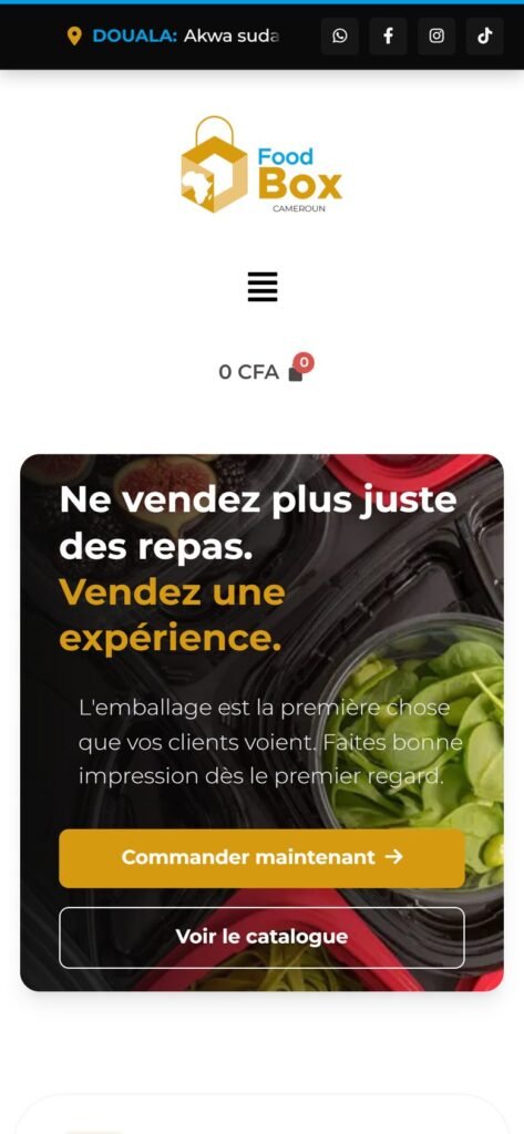 Site FoodBox Cameroun, version mobile (réalisation Wakaserve)