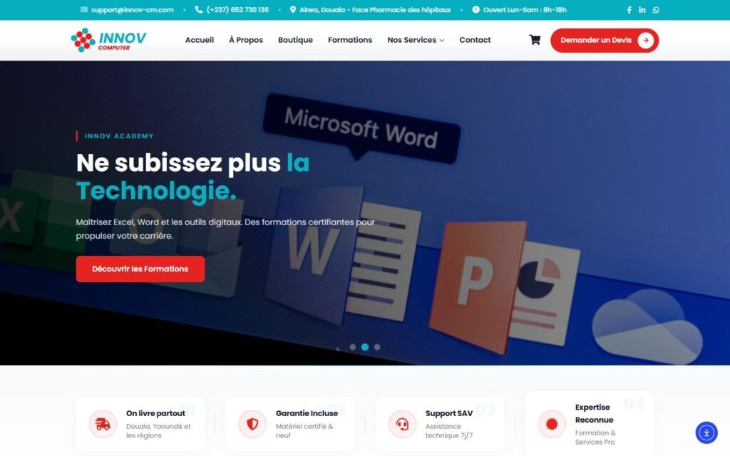 Site INNOV Computer, version ordinateur (réalisation Wakaserve)