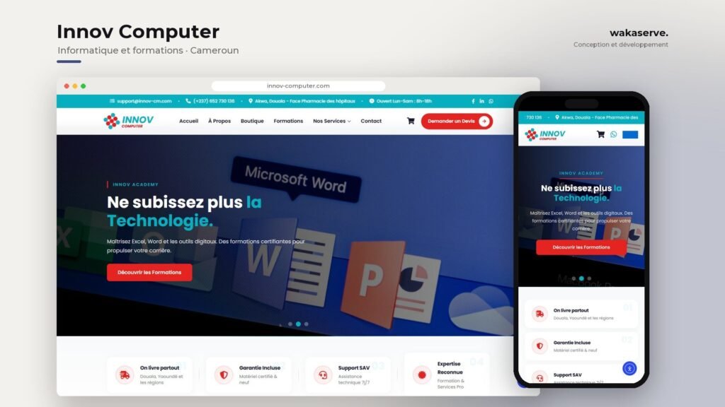 Site e-commerce d&rsquo;INNOV Computer, informatique, services et formation à Douala
