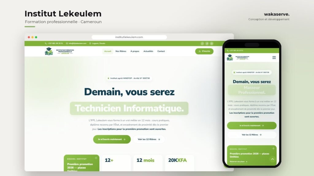 Site de l&rsquo;IFPL Lekeulem, institut de formation professionnelle à Douala