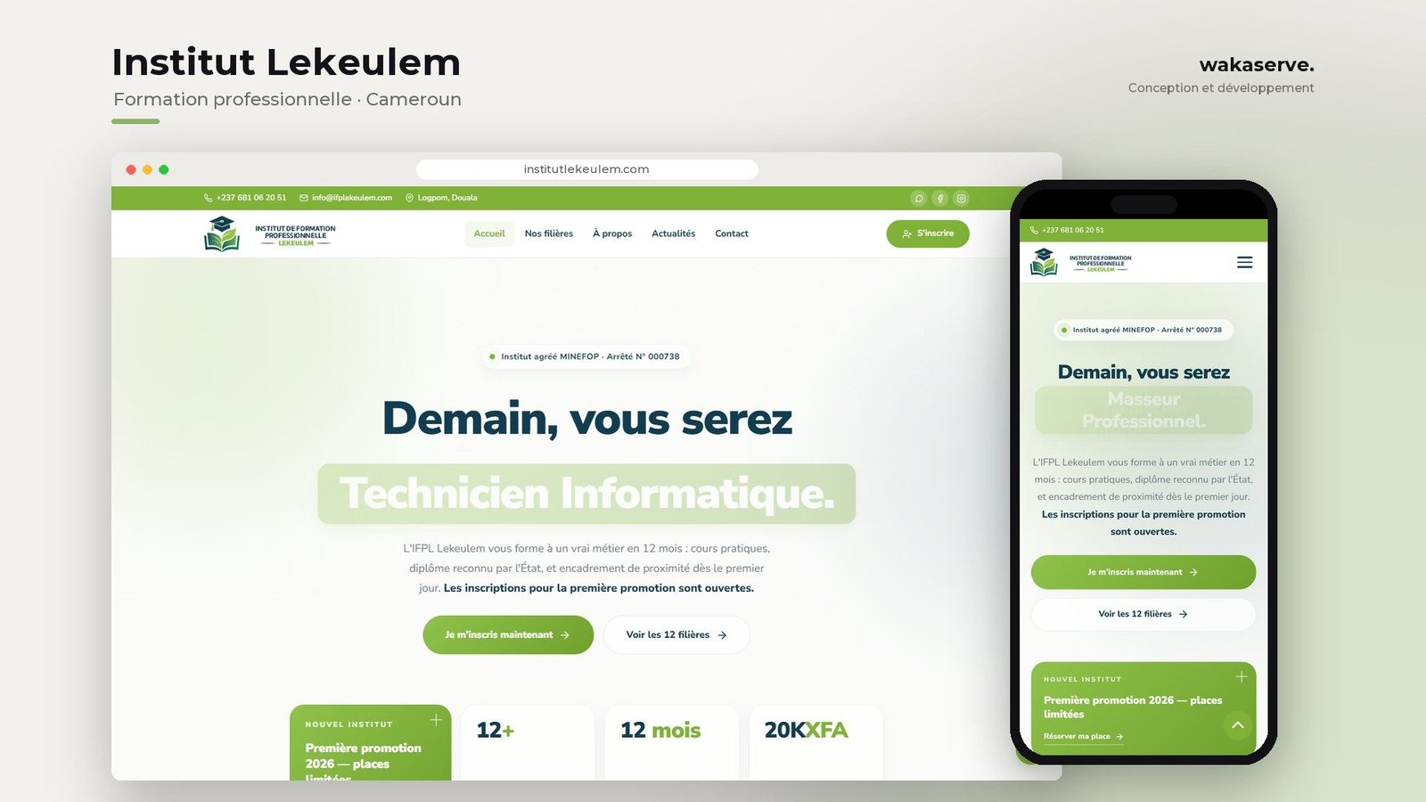 Site de l’IFPL Lekeulem, institut de formation professionnelle à Douala