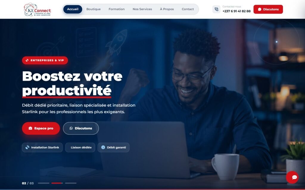 Site KE-Connect, version ordinateur (réalisation Wakaserve)