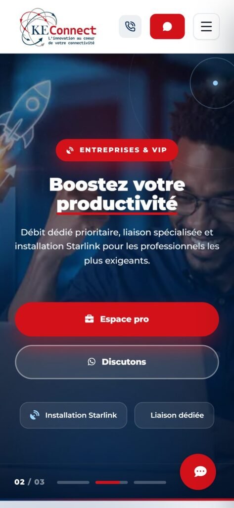 Site KE-Connect, version mobile (réalisation Wakaserve)
