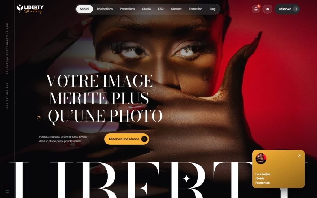 Site Liberty Shooting, version ordinateur (réalisation Wakaserve)