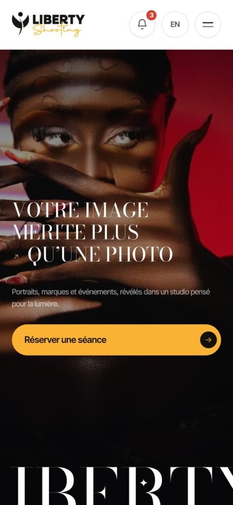 Site Liberty Shooting, version mobile (réalisation Wakaserve)